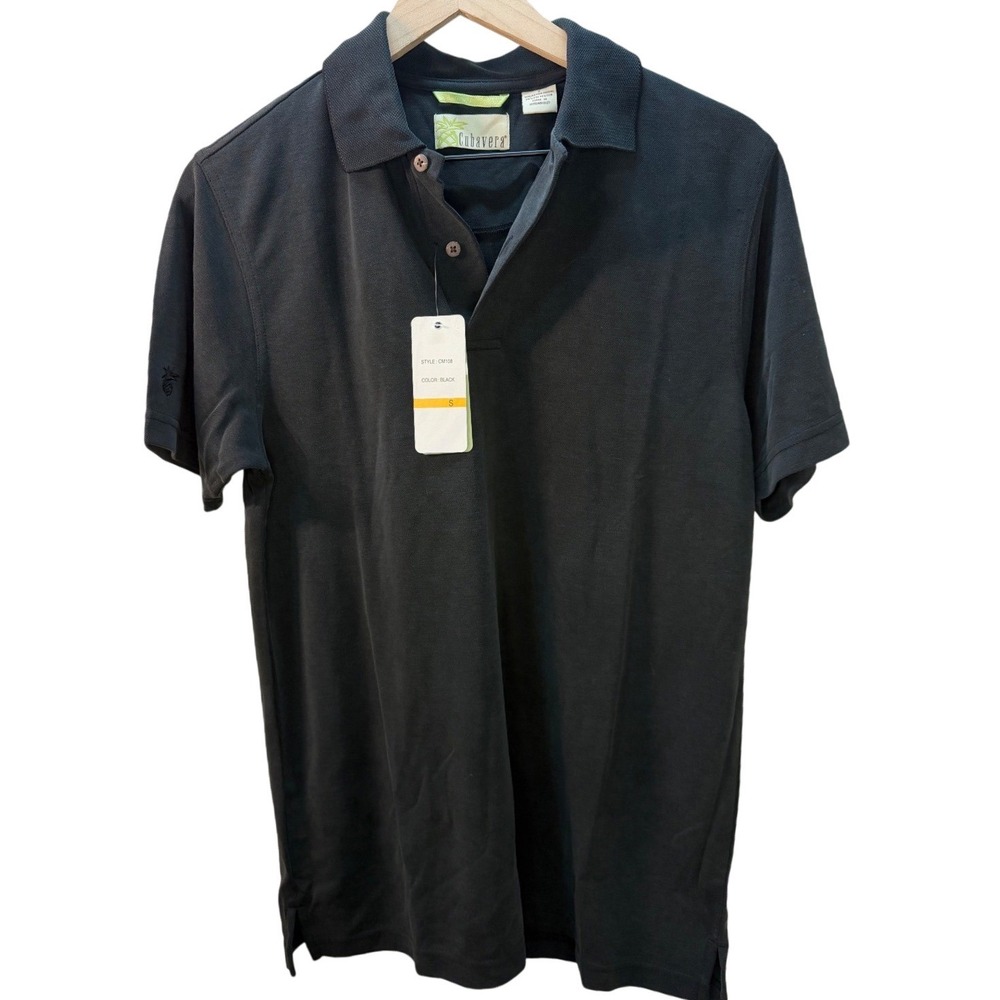 CUBAVERA Men's Black Short Sleeve Polo Shirt Size Small Cotton Modal Blend